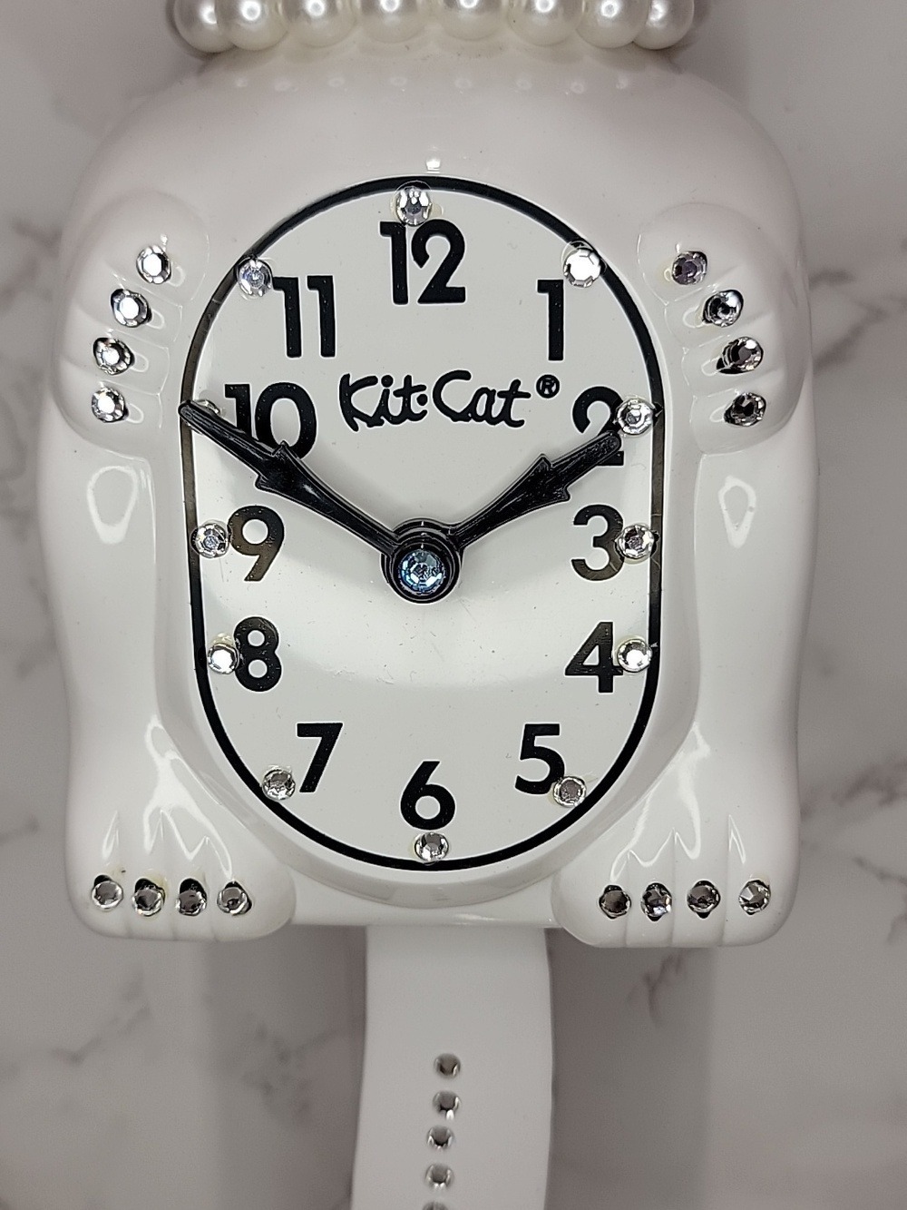 Jeweled White Lady Kit-Cat Klock clock SUPER RARE Vintage - Picture 7 of 7